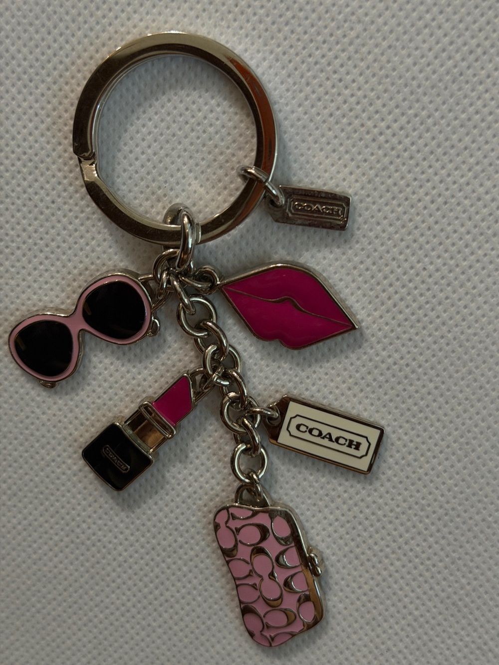 Coach Pink Lipstick Sunglasses & Lip Charm Keychain